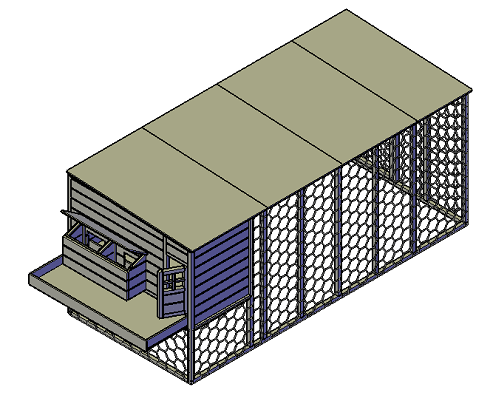 Kippenhok met ren bouwtekening