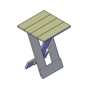 Bartafel met kruispoot tafel bouwtekening