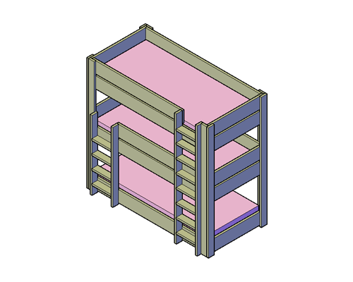 3 Persoons Stapelbed Bouwtekening