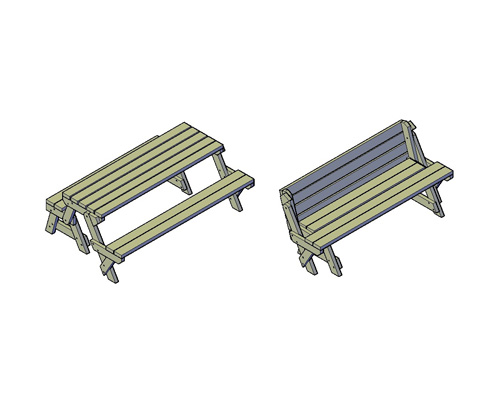 Picknicktafel Bank bouwtekening