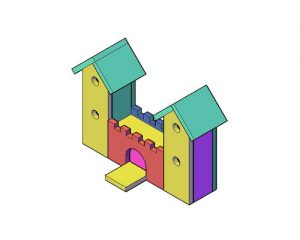 Houten kasteel speelgoed eenvoudige houtbewerken