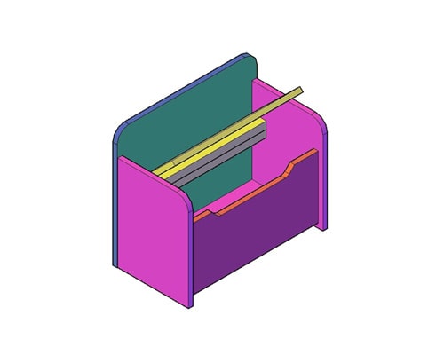 Bouwtekening voor een speelgoed opbergbank voor de kinderkamer