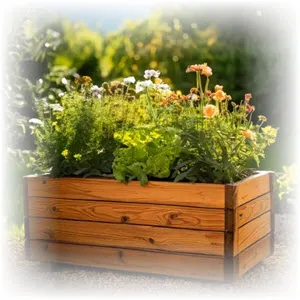 houten bloembakken
